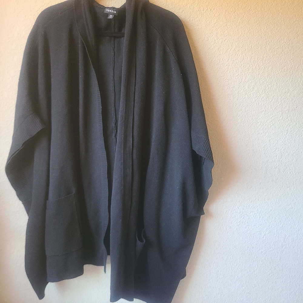 Torrid Black Cardigan Sweater With Hoodie Pluz Size 3XL 4XL - Picture 1 of 8